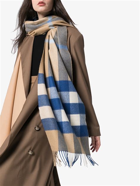 burberry mega check blue and black wool scarf|Burberry silk scarf.